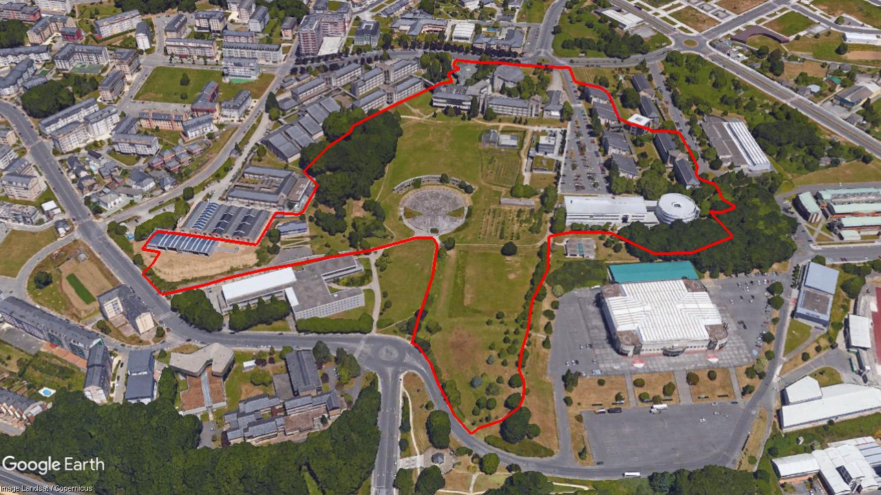 Mapa del recorrido Ruta Botánica polo Campus Universitario de Lugo